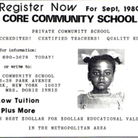 advertisement for CORE&amp;#039;s elementary school, 1980