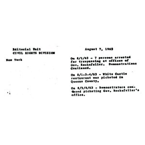Department of Justice documents showing surveillance of CORE demonstrations, 1963