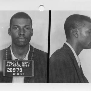 1961 arrest photo for New York CORE member Travis Britt as Freedom Rider