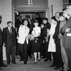   photo of CORE member arrested for sit in at Gov. Rockefeller&amp;#039;s office 