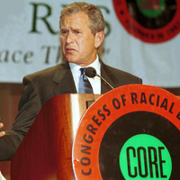  photo of President George W.  Bush speaking at a CORE 2000 ceremony